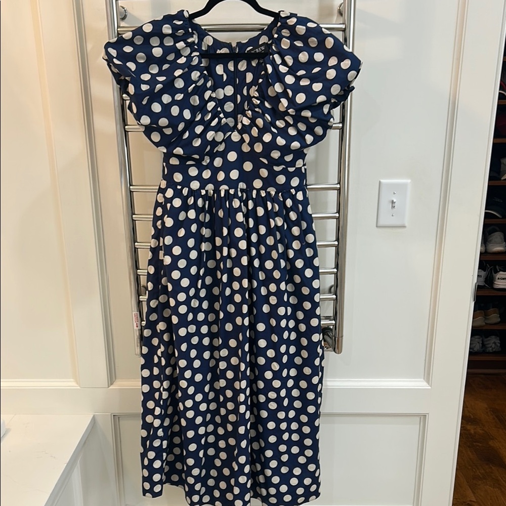 J crew cecily Navy Polka Dot Dress